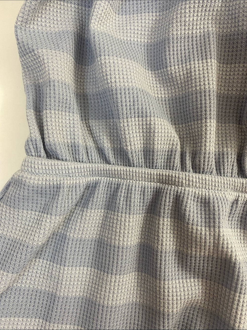 White Birch Waffle Knit Striped Short Romper Size L Casual Vacation Stretch - Picture 7 of 12